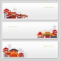 Three vector postcards with chinese traditional buildings